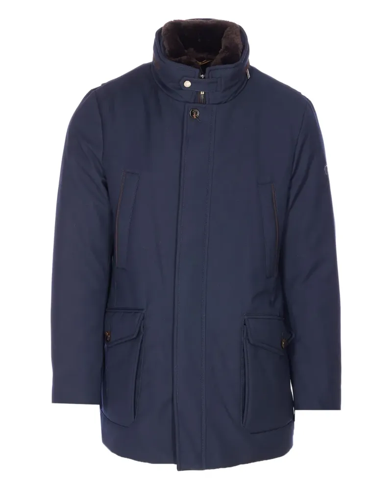 MOORER fur collar coat - Blau Blau