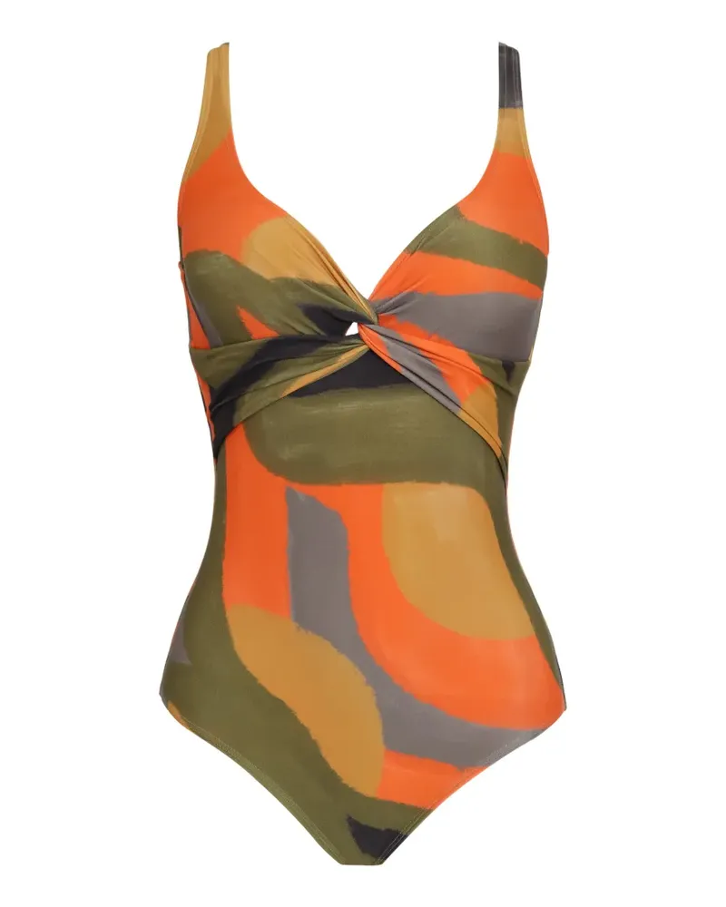 Lygia & Nanny twist-front printed swimsuit - Orange Orange