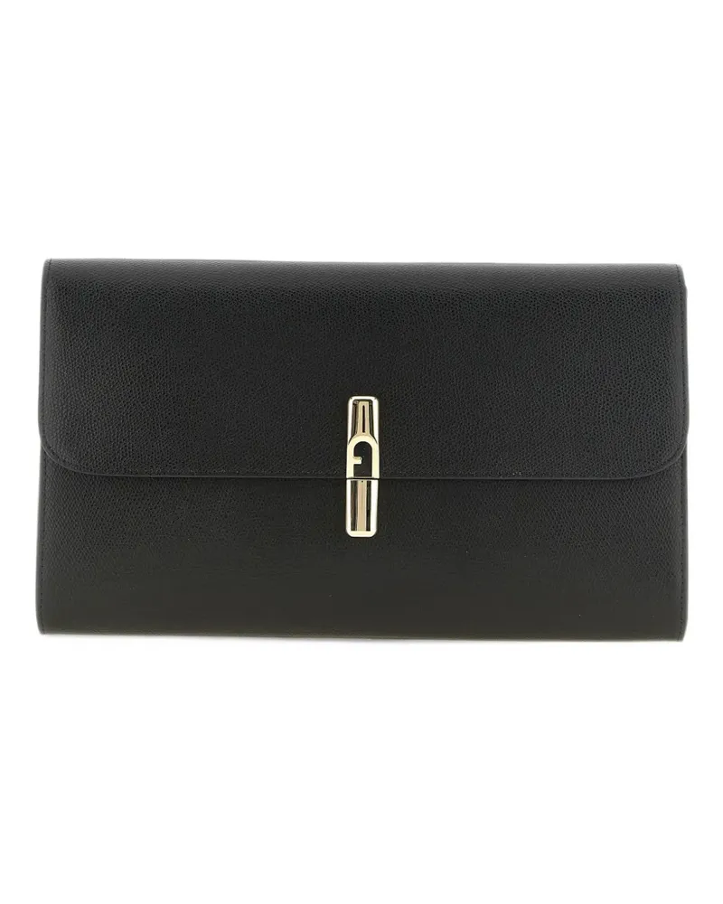 Furla Iride logo-plaque grained-leather clutch bag - Schwarz Schwarz