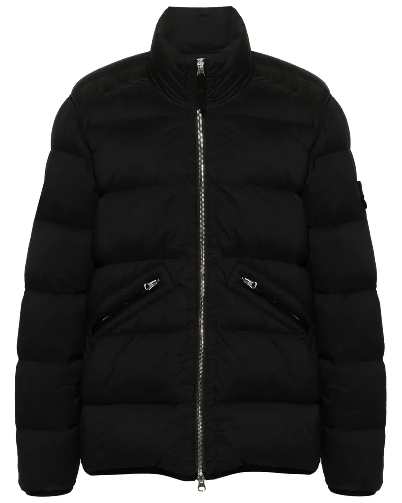 Stone Island Gesteppte Jacke mit Kompass-Patch - Schwarz Schwarz