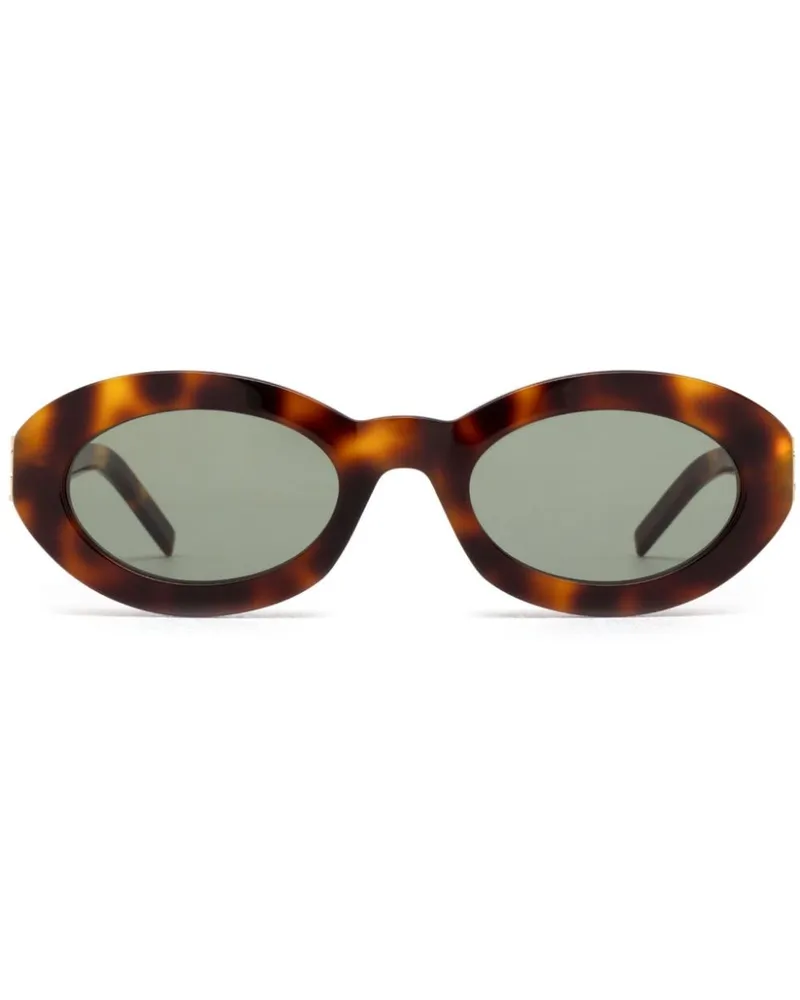 Saint Laurent Ovale Monogram Hinge Sonnenbrille - Braun Braun