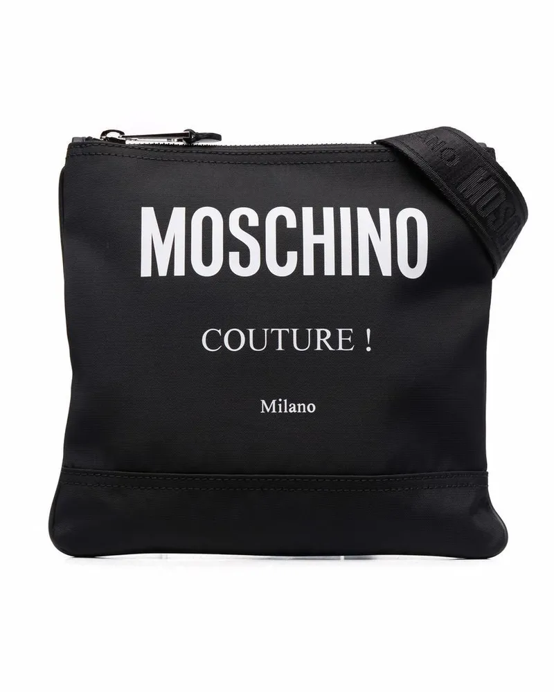 Moschino Kuriertasche mit Logo-Print - Schwarz Schwarz