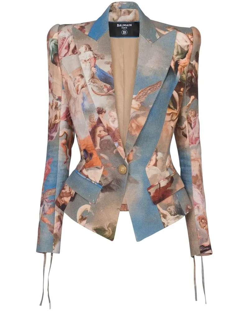 Balmain Blazer mit abstraktem Print - Blau Blau
