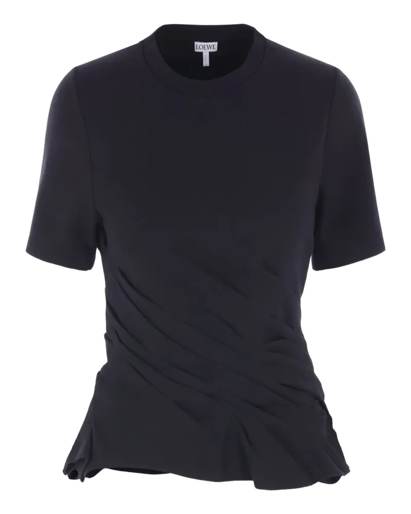 Loewe Drapiertes T-Shirt - Schwarz Schwarz