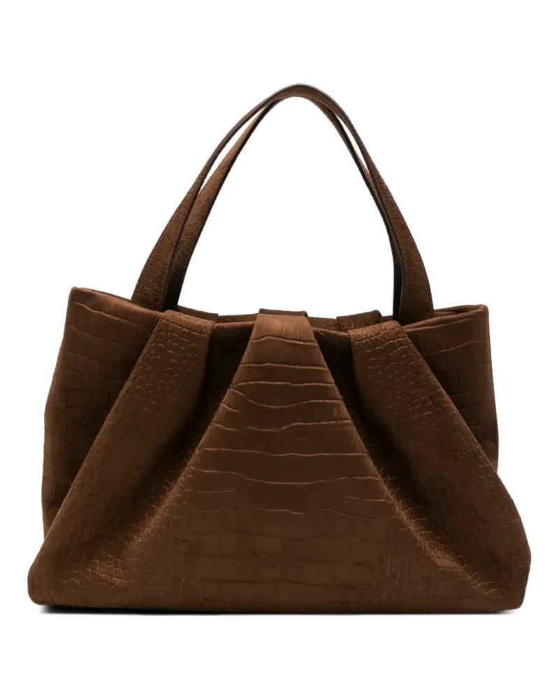 THEMOIRÈ Geraffte Schultertasche mit Kroko-Effekt - Braun Braun