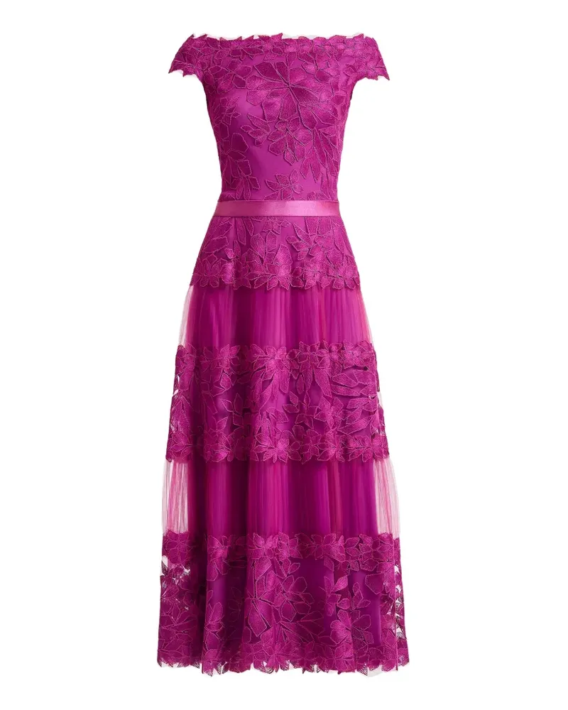 Tadashi Shoji floral-embroidered tiered midi dress - Rosa Rosa