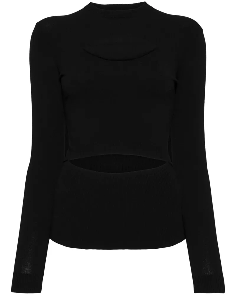 A.W.A.K.E. Gestricktes Oberteil mit Lippenapplikation - Schwarz Schwarz