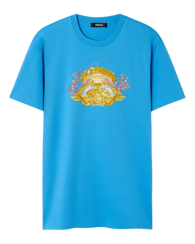Versace Crystal Dive In Crest T-Shirt - Blau Blau