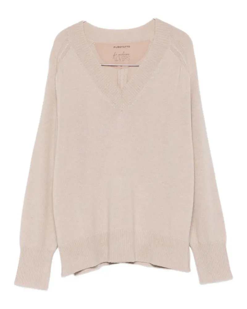 Purotatto V-neck sweater - Nude Nude