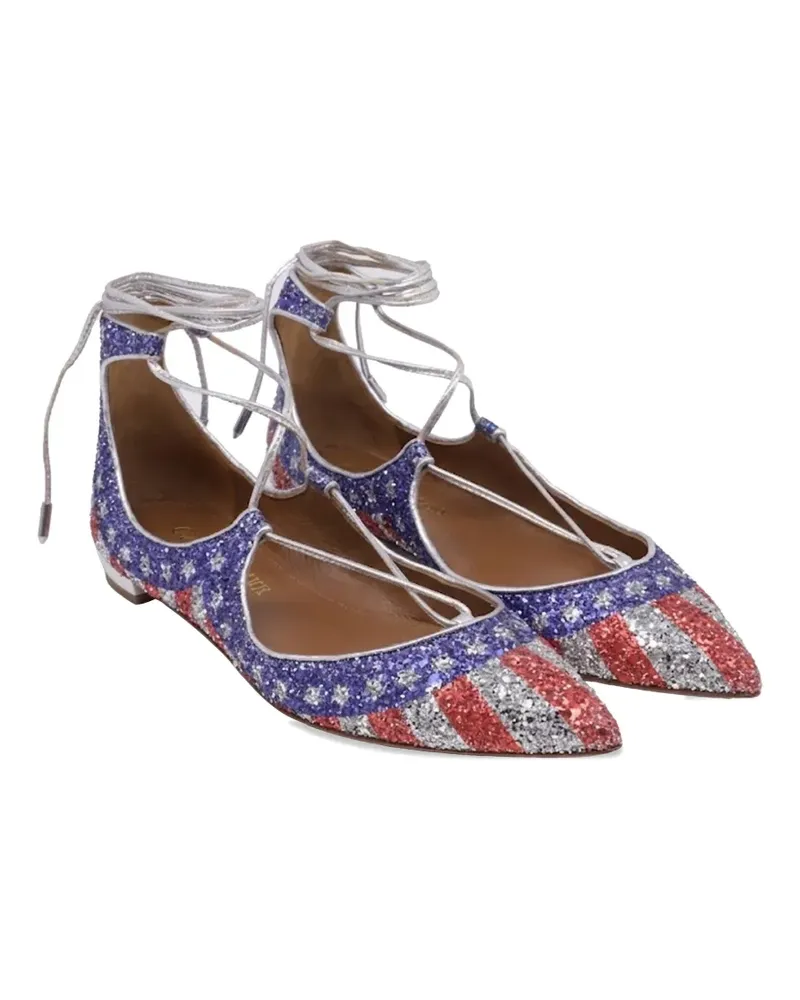 Aquazzura Christy lace-up ballet flats - Blau Blau