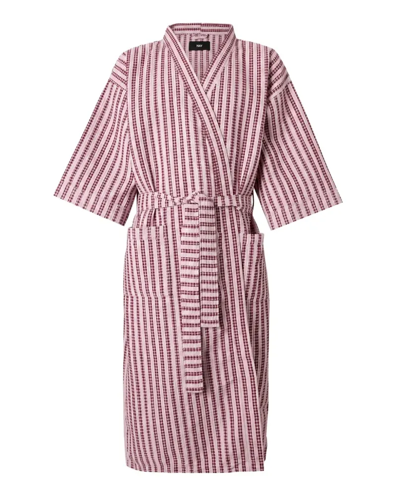 Hay Gestreifter Bademantel aus Waffelstrick - Rosa Rosa