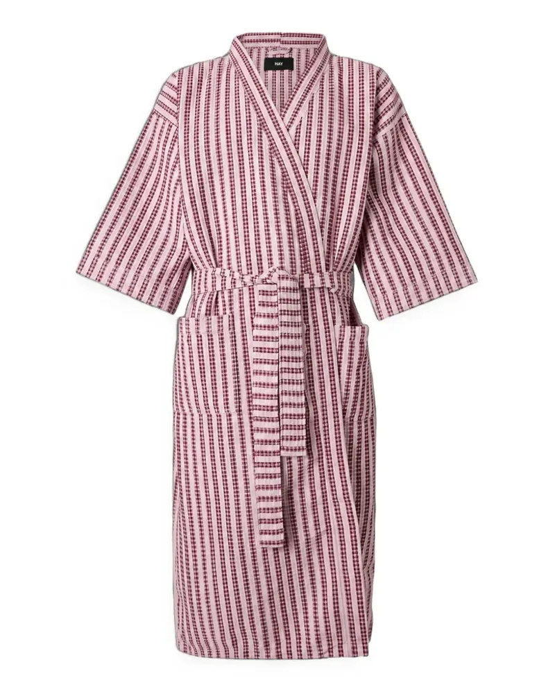 Hay Gestreifter Bademantel aus Waffelstrick - Rosa Rosa