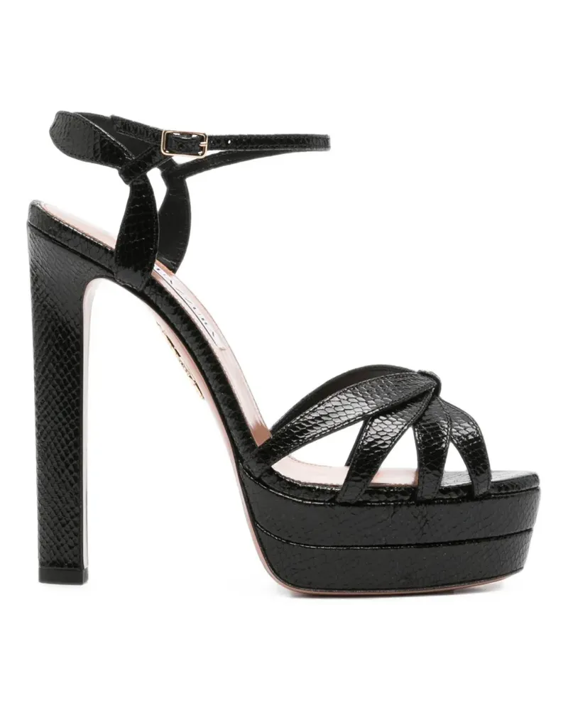Aquazzura Sandalen mit Schlangenleder-Optik - Schwarz Schwarz