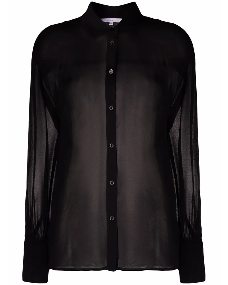 Patrizia Pepe Bluse mit Puffärmeln - Schwarz Schwarz