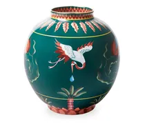 Vase in Kugelform mit Storch-Print