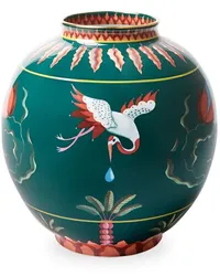 La DoubleJ Vase in Kugelform mit Storch-Print Grün