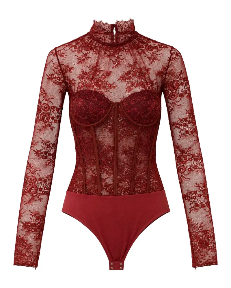 Retrofête Valentina lace-panelled bodysuit - Rot Rot