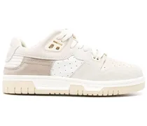 Wildleder-Sneakers mit Knitteroptik - Weiß