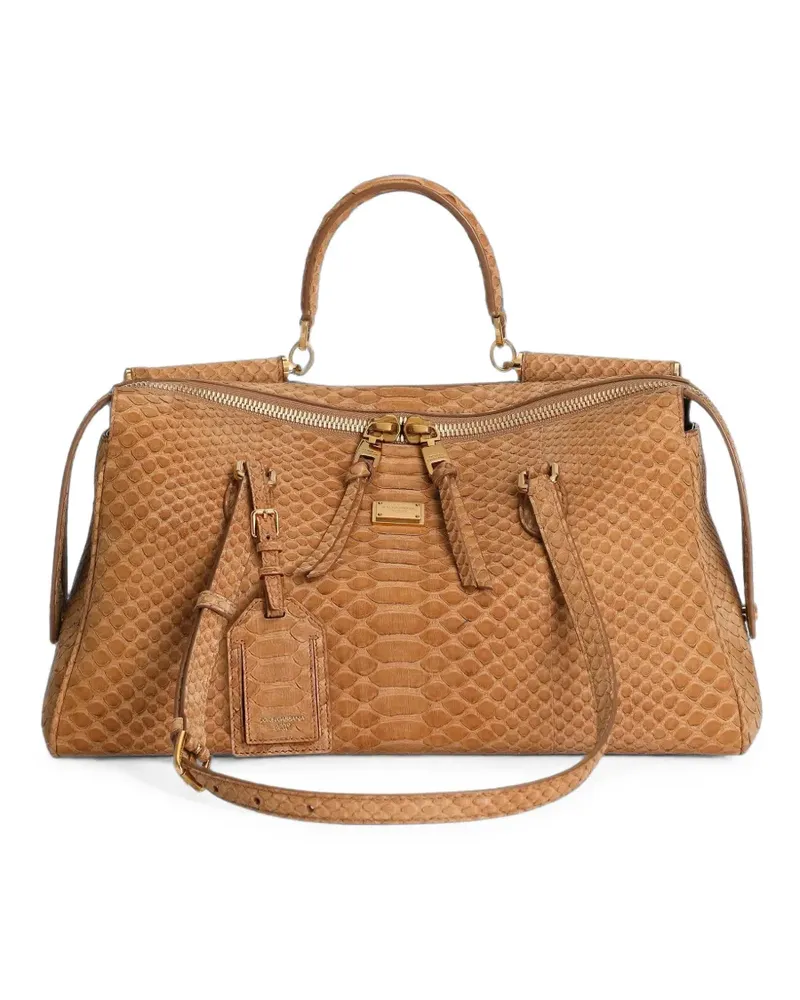 Dolce & Gabbana medium Vittoria handbag in python - Braun Braun