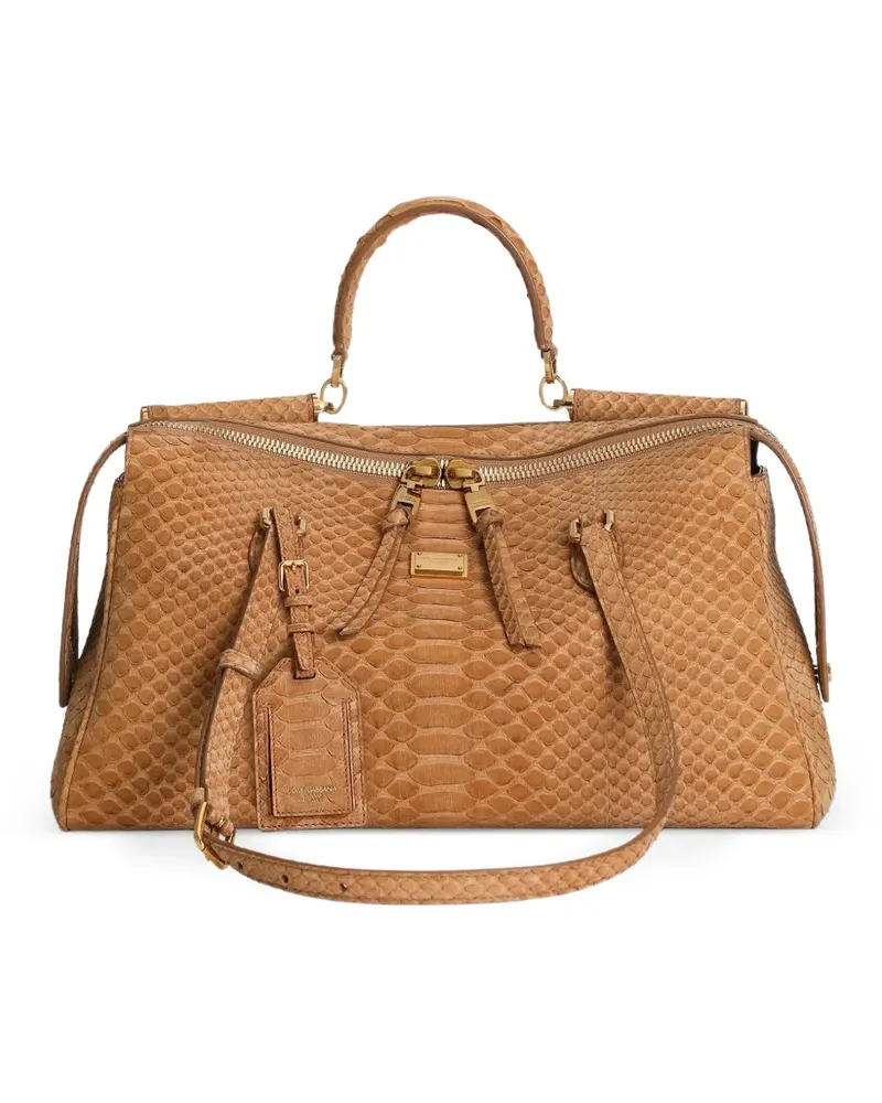 Dolce & Gabbana Mittelgroße Vittoria Handtasche aus Pythonleder - Braun Braun