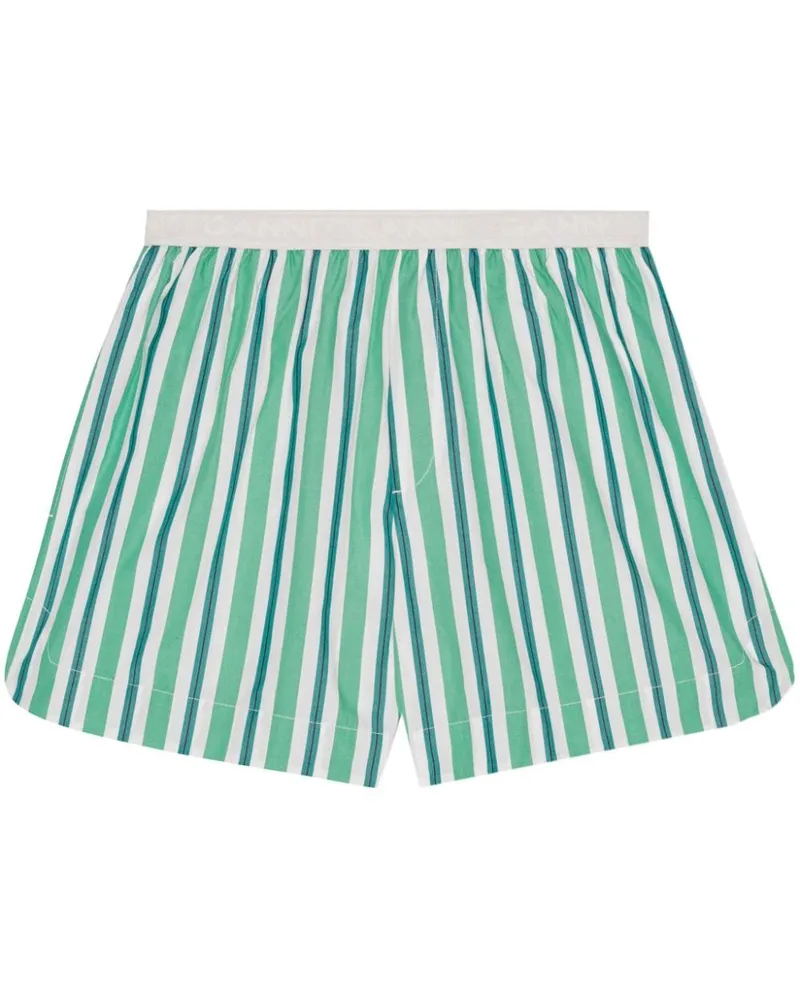 Ganni Gestreifte Shorts - Grün Grün