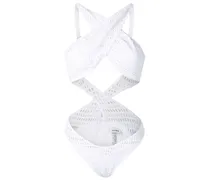 Badeanzug mit überkreuzten Trägern - Weiß