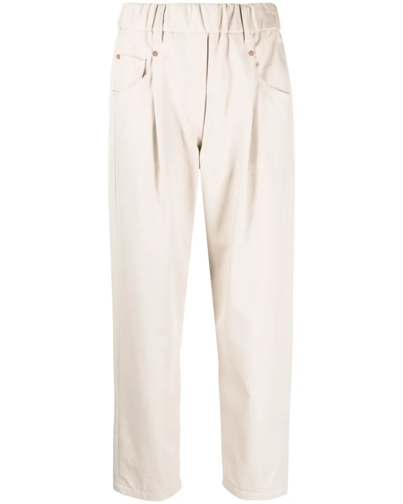 Brunello Cucinelli Gerade Hose mit Stretchbund - Nude Nude