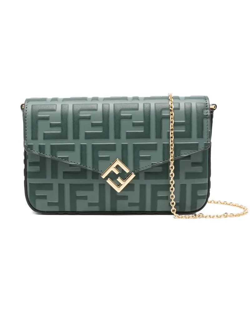 Fendi FF Diamonds Clutch mit Klappe - Grün Grün