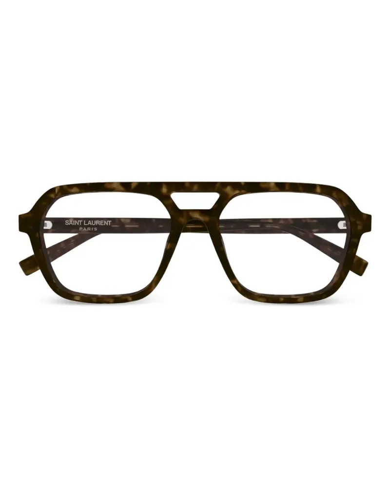 Saint Laurent tortoiseshell-effect pilot-frame glasses - Braun Braun