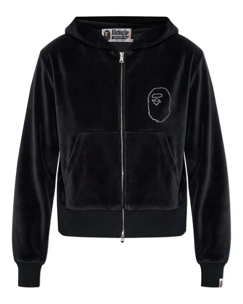 BAPE Ape Head Hoodie aus Velours - Schwarz Schwarz