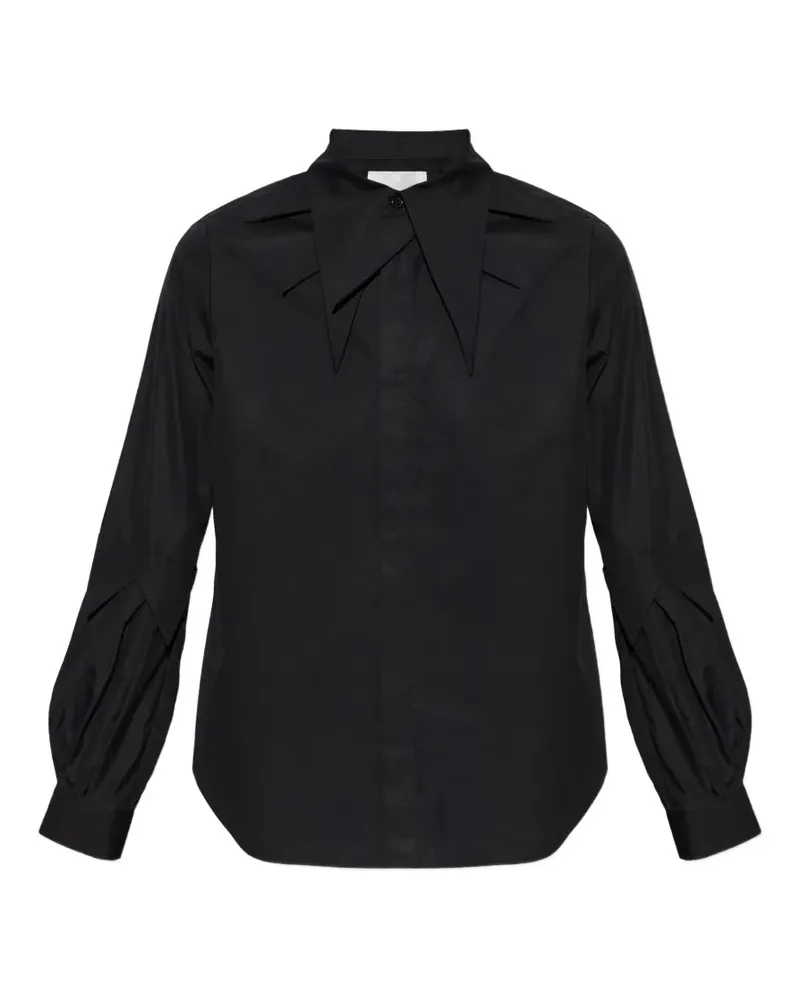 Noir Kei Ninomiya pointed-collar pleated-sleeve shirt - Schwarz Schwarz