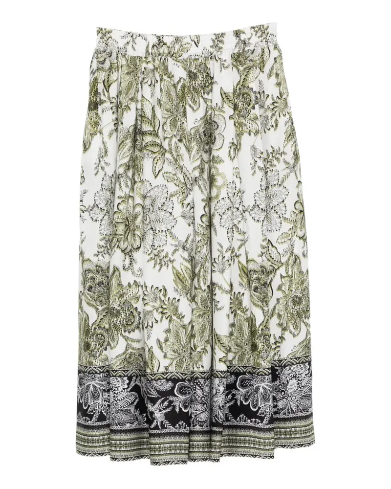 Fay Midirock mit Blumenmuster - Weiß Weiß