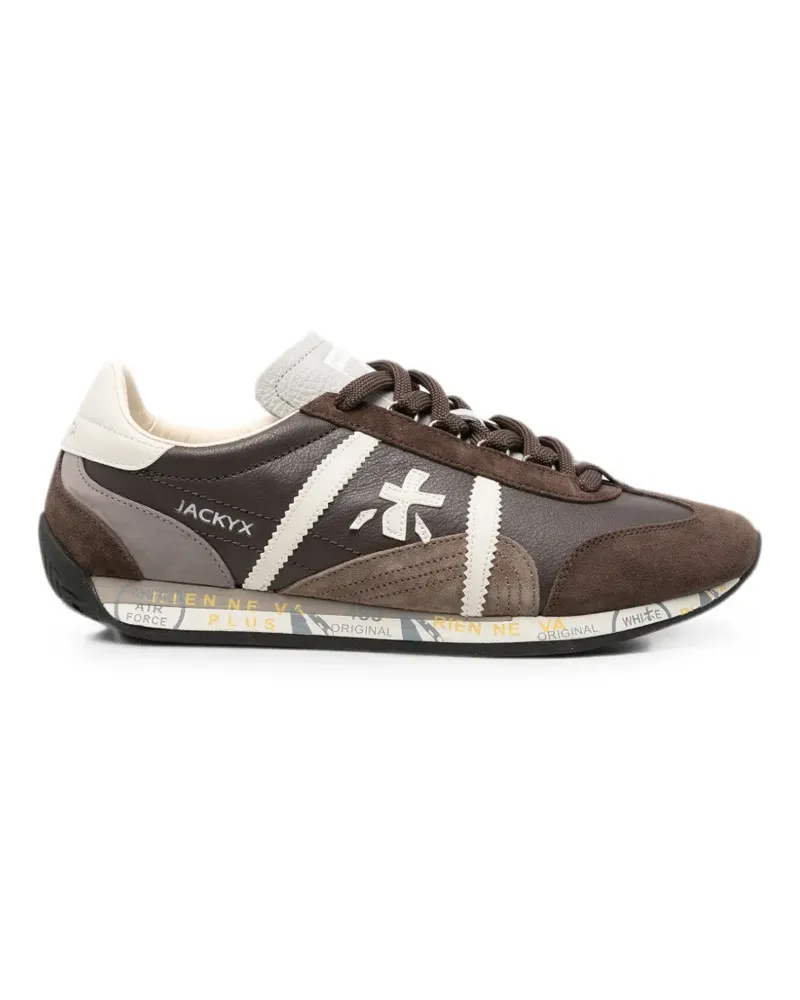 Premiata Jacky X logo-patch sneakers - Braun Braun