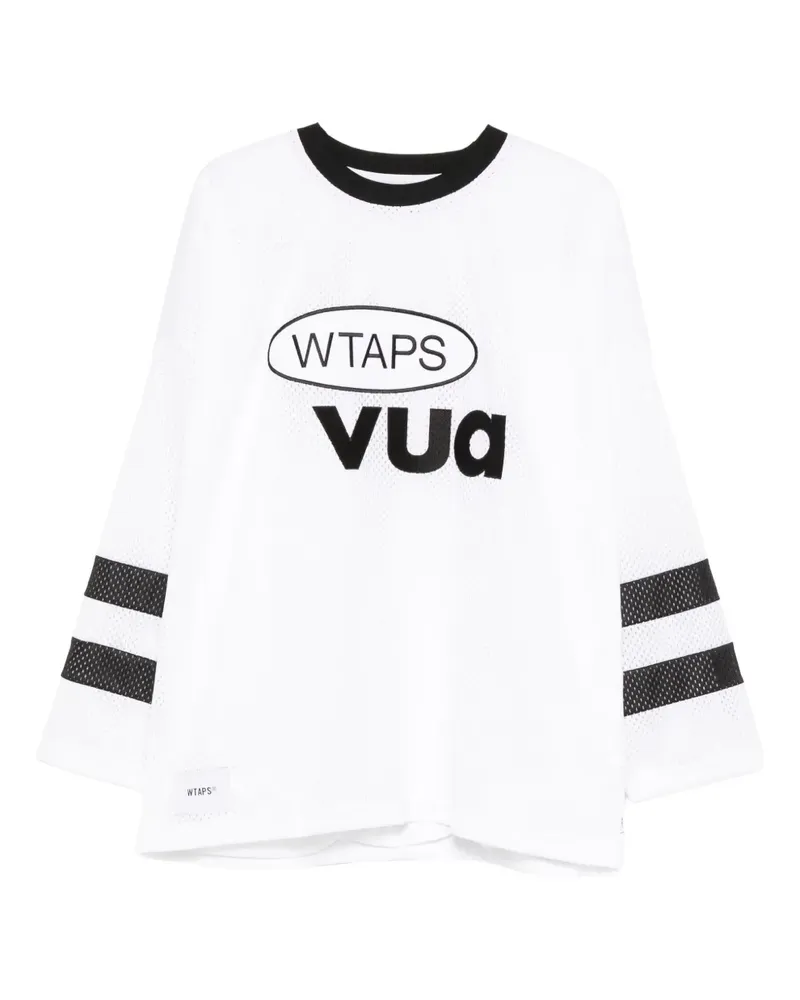 WTAPS Gestreiftes Netminder T-Shirt mit Logo - Weiß Weiß
