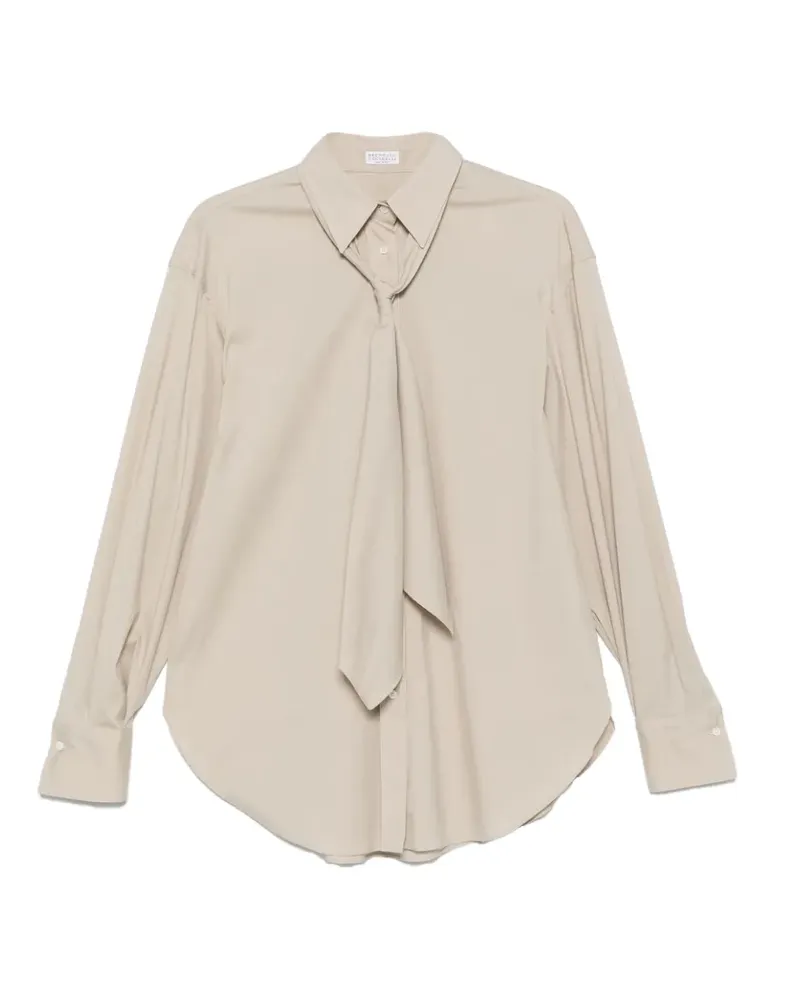 Brunello Cucinelli Gebundenes T-Shirt mit abgerundetem Saum - Nude Nude