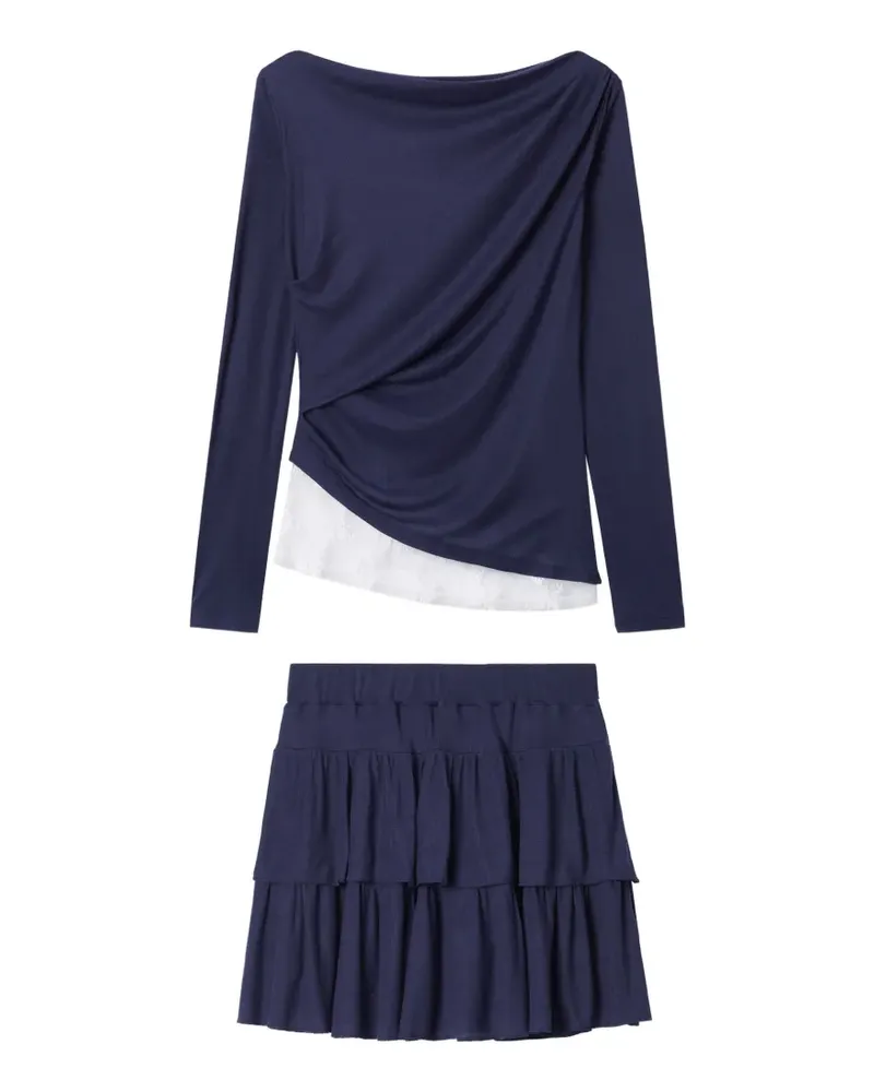 b+ab Minirock mit Rüschen - Blau Blau