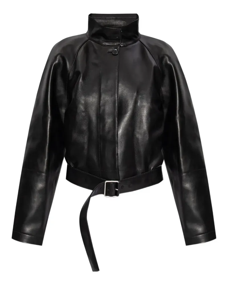 Loewe Ledermantel mit Gürtel - Schwarz Schwarz
