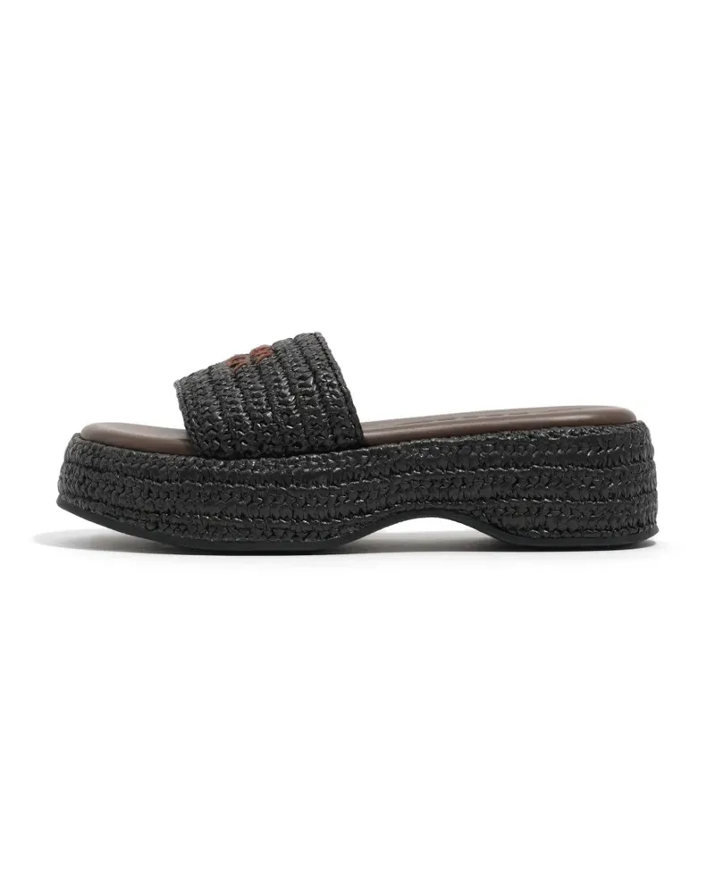 BIMBA Y LOLA Plateau-Sandalen aus Raffiabast - Schwarz Schwarz