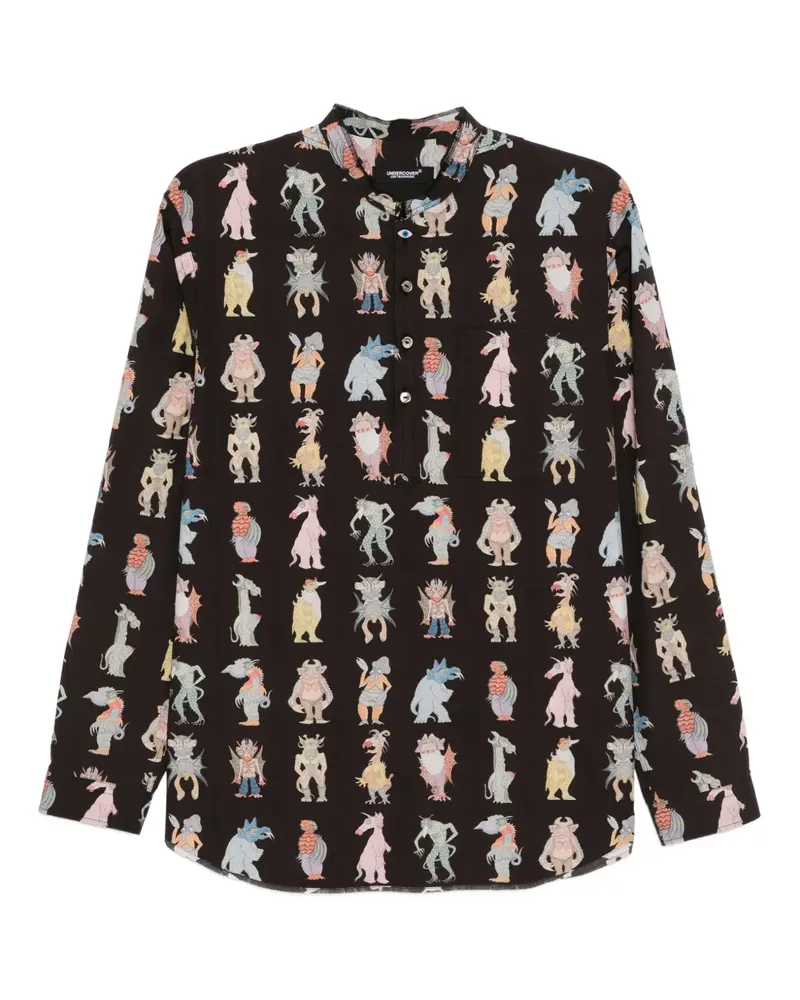 Undercover Hemd mit Monster-Print - Braun Braun