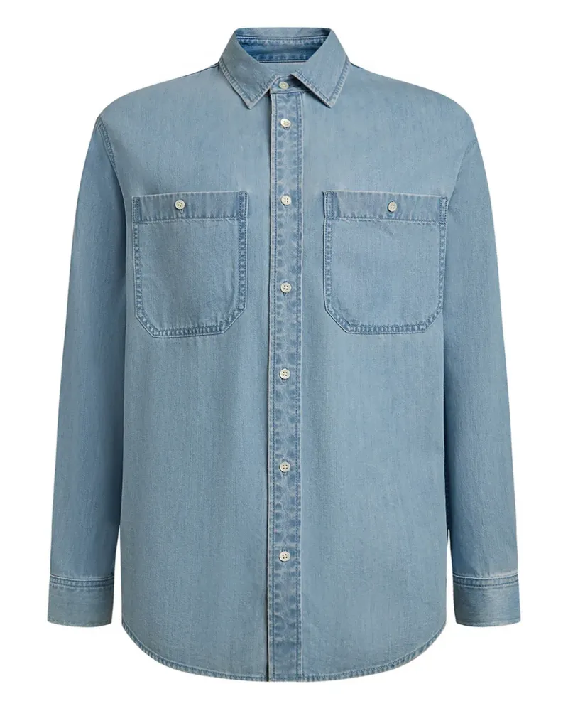 12 STOREEZ Leichtes Jeanshemd - Blau Blau