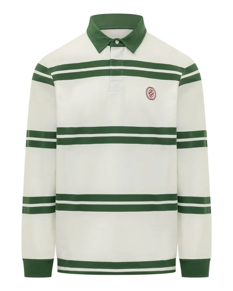 Drôle de Monsieur striped long-sleeve polo shirt - Weiß Weiß