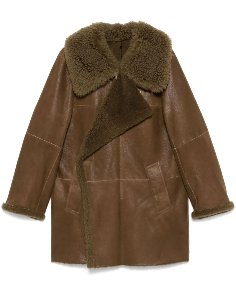 Christophe Lemaire Asymmetrischer Mantel aus Shearling - Braun Braun
