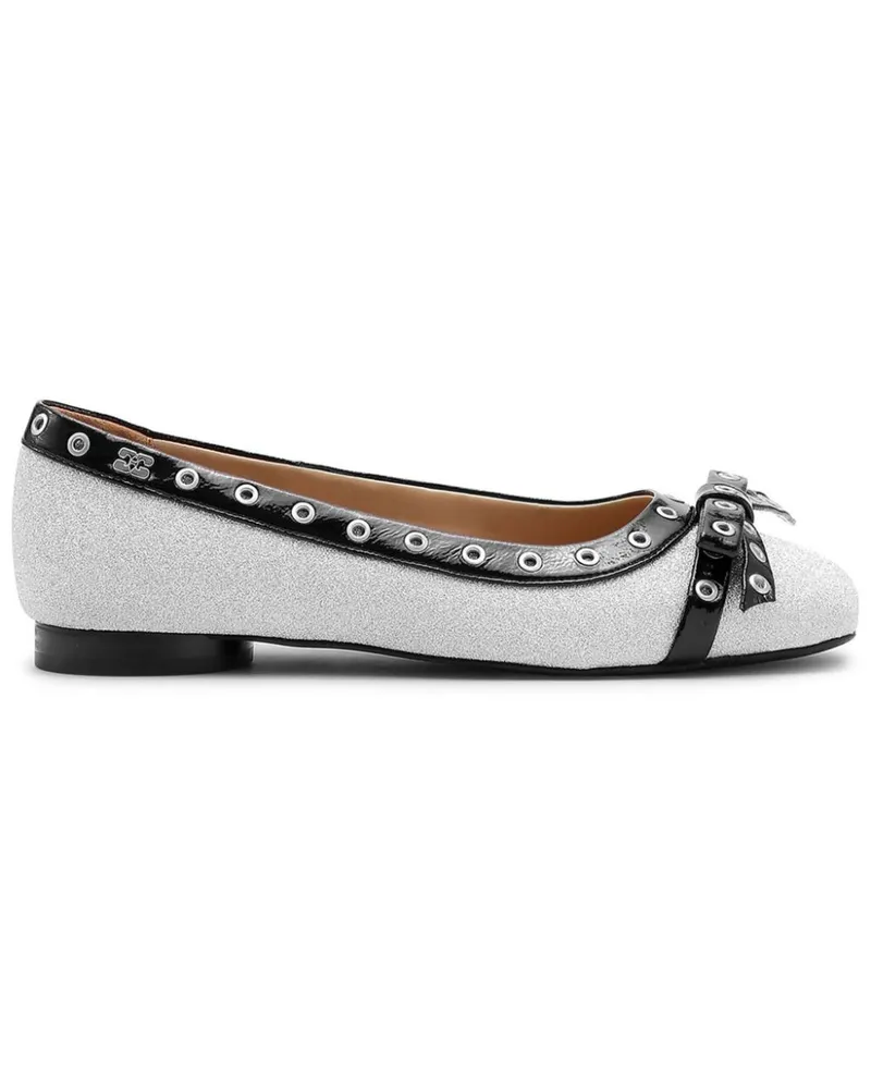 Ganni Ballerinas mit Glitter-Ösen - Silber Silber
