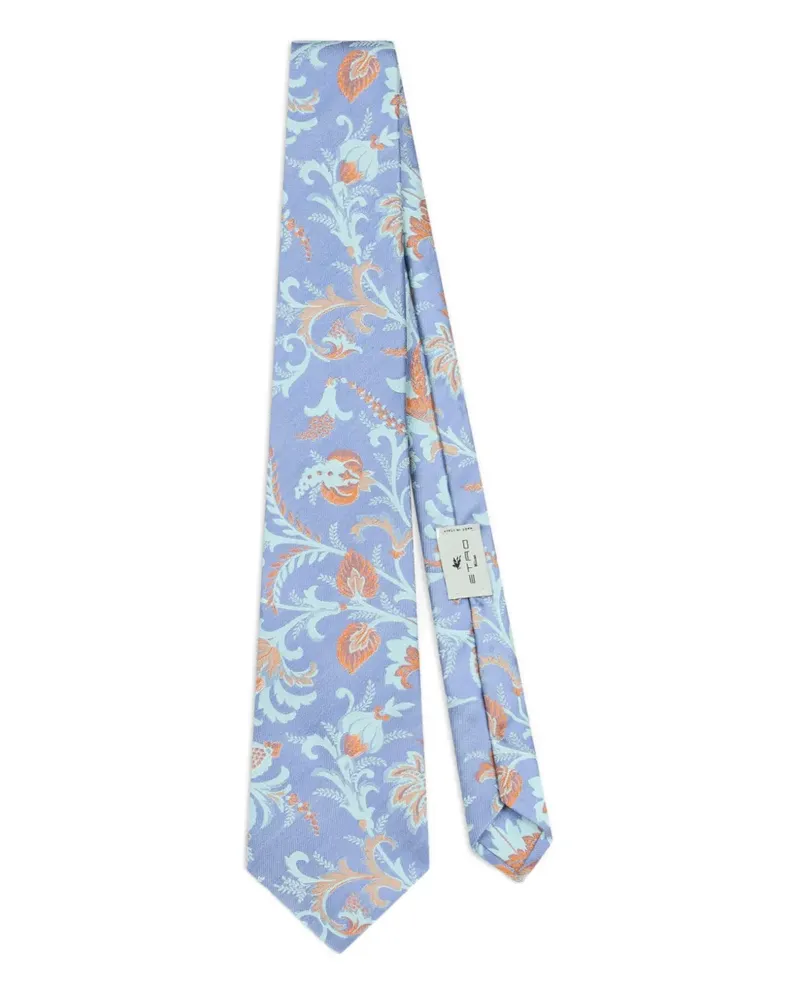 Etro Geblümte Jacquard-Krawatte - Blau Blau