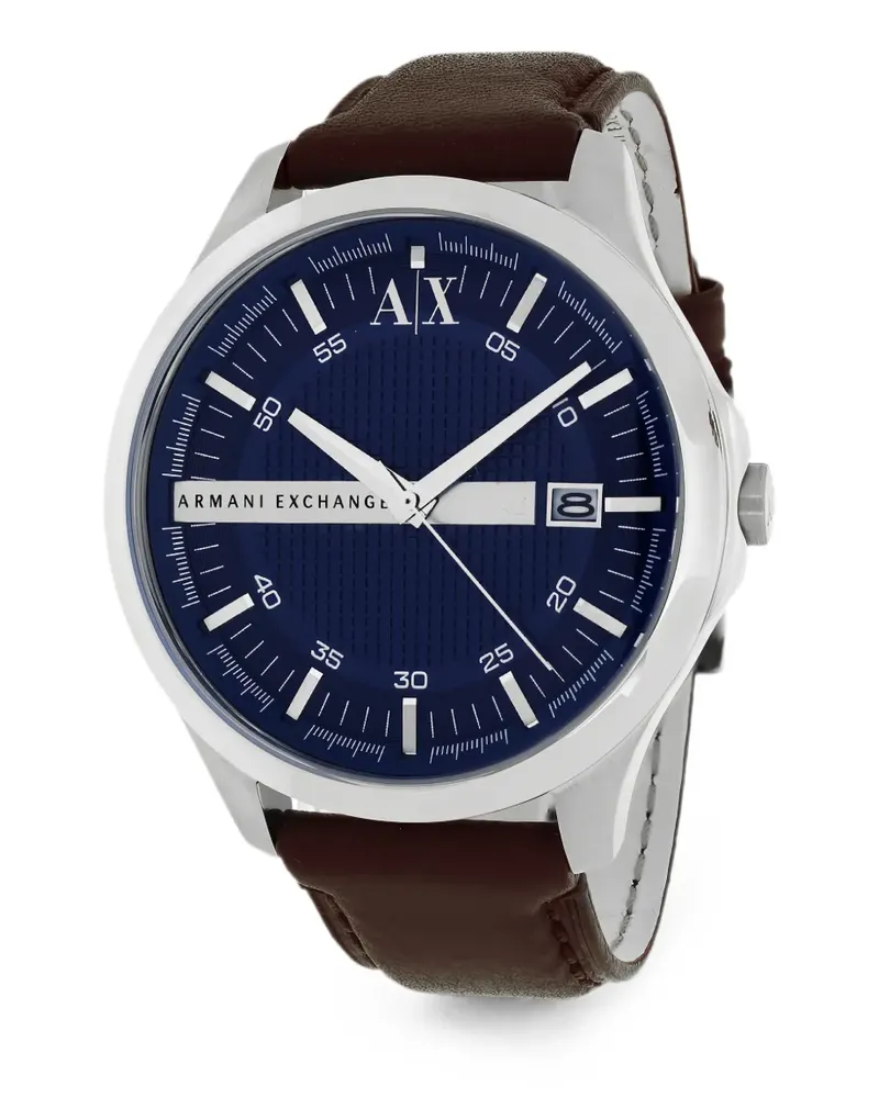 Armani Exchange leather-strap 46mm watch - Blau Blau