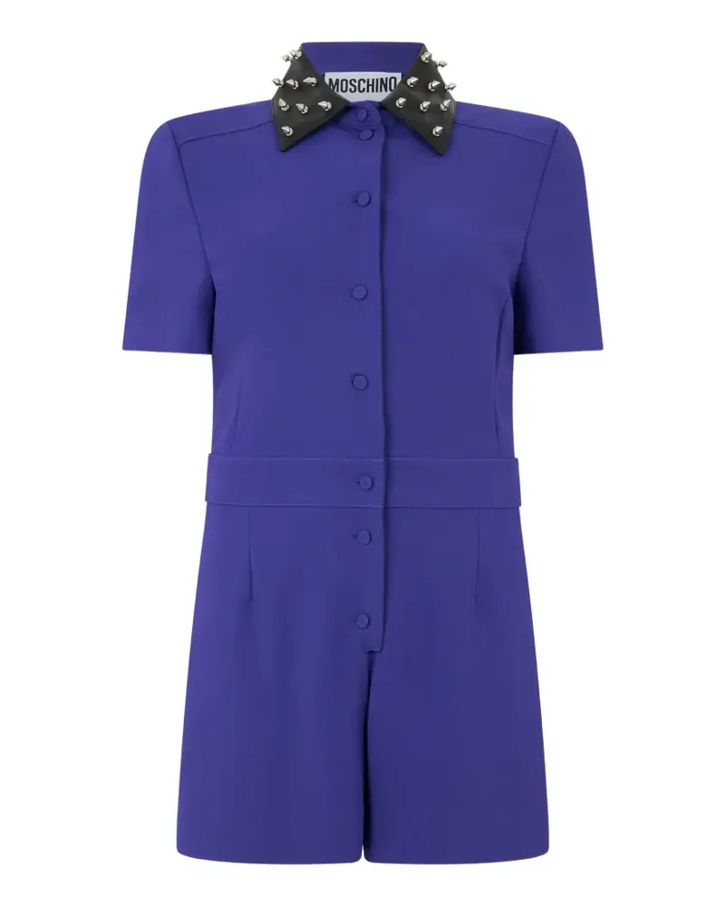 Moschino stud-embellished collar playsuit - Blau Blau
