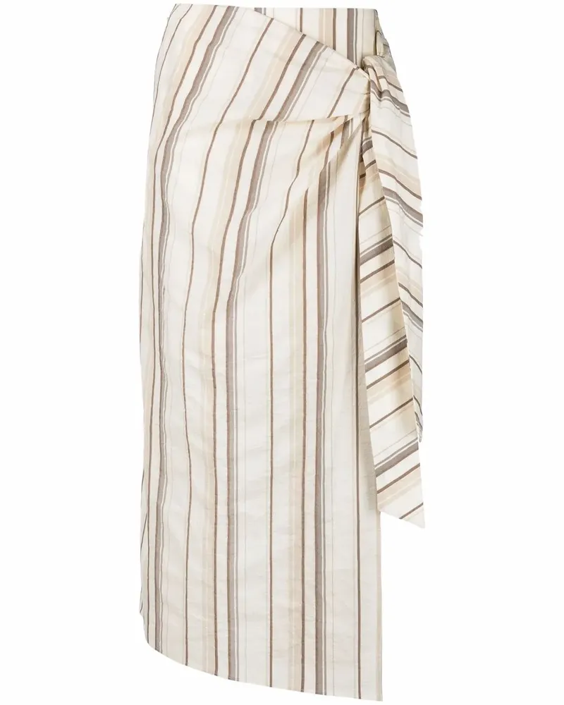 Brunello Cucinelli Gestreifter Wickelrock - Nude Nude