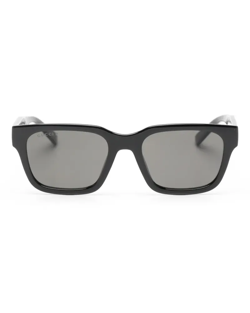 Gucci Web-stripe rectangle-frame sunglasses - Schwarz Schwarz