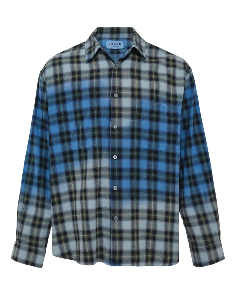 SOLID HOMME Kariertes Hemd mit Bleach-Effekt - Blau Blau
