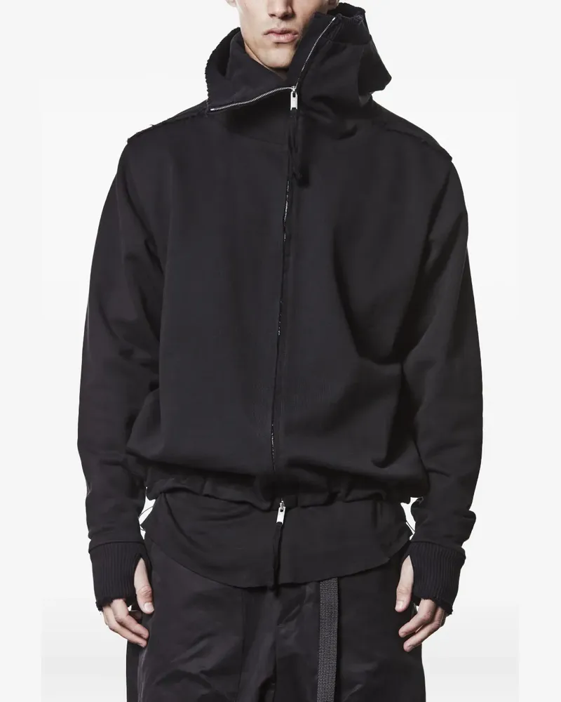 THOM KROM frayed high-neck zip-up jacket - Schwarz Schwarz